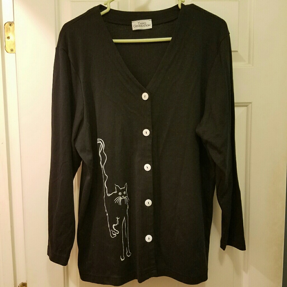 Cute Black Cat Cardigan